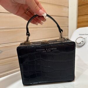 Brandon Blackwood Navy Blue Crocodile Trunk Purse